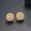 Elegant Copper Zircon Flower Earrings For Women Electroplated Fashion Geometric Floral Stud Earrings