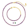 Elegant Creative Fashion Crystal Clear Purple Green White Zircon Titanium Steel Jewelry Necklace Bracelet Suit With Electroplating