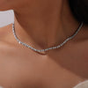Elegant Creative Fashion Crystal Clear Purple Green White Zircon Titanium Steel Jewelry Necklace Bracelet Suit With Electroplating