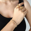 Elegant Creative Fashion Crystal Clear Purple Green White Zircon Titanium Steel Jewelry Necklace Bracelet Suit With Electroplating