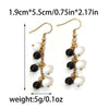 Elegant Crystal Tassel Earrings Stainless Steel Multicolor Natural Stone Geometric Electroplating