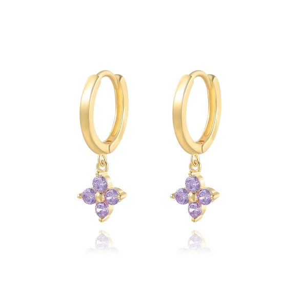 Elegant Daily Workplace Lucky Grass Clover Flower Geometric S925 Sterling Silver Earrings With Inlaid Zircon