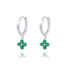 Elegant Daily Workplace Lucky Grass Clover Flower Geometric S925 Sterling Silver Earrings With Inlaid Zircon