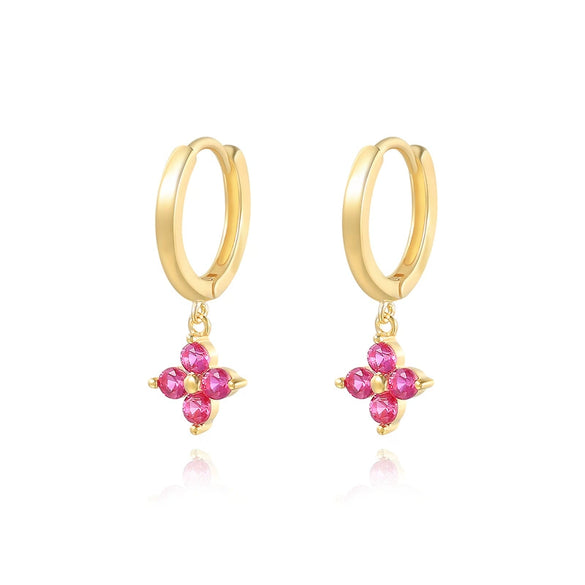Elegant Daily Workplace Lucky Grass Clover Flower Geometric S925 Sterling Silver Earrings With Inlaid Zircon