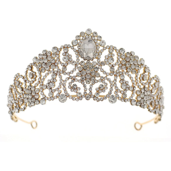 Elegant Diamond Embellished Alloy Crown Hair Accessory For Women Bridal Wedding Ceremony And Party Headpiece