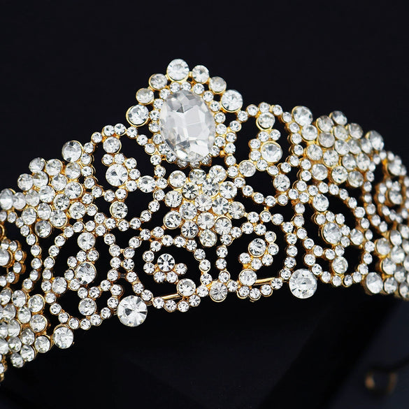Elegant Diamond Embellished Alloy Crown Hair Accessory For Women Bridal Wedding Ceremony And Party Headpiece