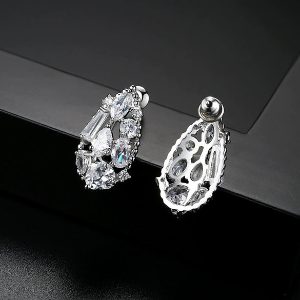 Elegant Drop Earrings With Sparkling Zircon Crystals Copper Dangle Jewelry For Women