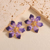 Elegant Electroplated Alloy Flower Earrings For Women With Stainless Steel Posts Classic Floral Design Wholesale Jewelry