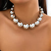 Elegant Exaggerated Geometric Heart Shape Ccb Imitation Pearl Beaded Plating Women'S Necklace