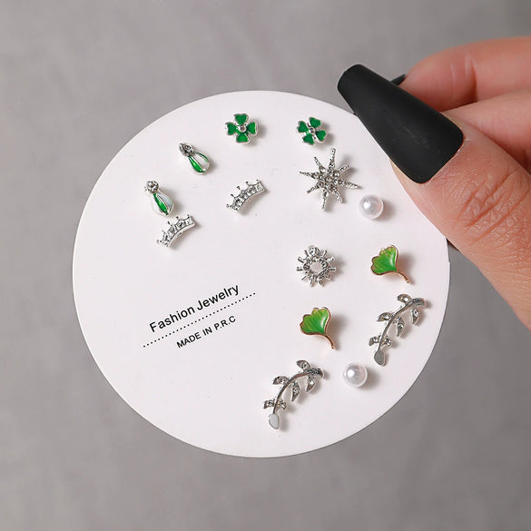 Elegant Fairy Women's Ear Studs And Combination Earrings Alloy Stainless Steel Heart Pattern Electroplating