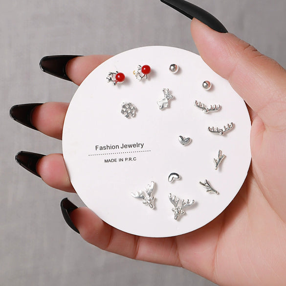Elegant Fairy Women's Ear Studs And Combination Earrings Alloy Stainless Steel Heart Pattern Electroplating