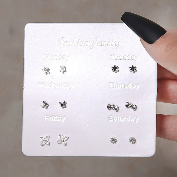 Elegant Fairy Women's Ear Studs And Combination Earrings Alloy Stainless Steel Heart Pattern Electroplating