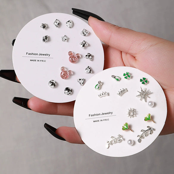 Elegant Fairy Women's Ear Studs And Combination Earrings Alloy Stainless Steel Heart Pattern Electroplating