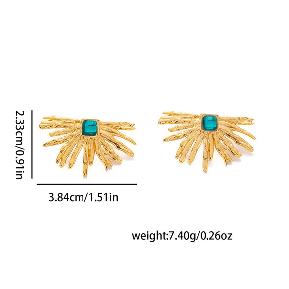 Elegant Fanshaped Tail Titanium Steel Earrings For Women With Electroplating Fashion Geometric Design