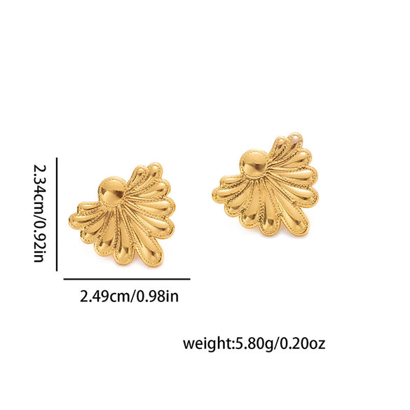 Elegant Fanshaped Tail Titanium Steel Earrings For Women With Electroplating Fashion Geometric Design