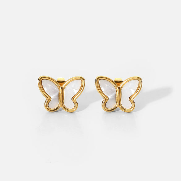 Elegant Fashion Butterfly Shape Stainless Steel Earrings For Women With Electroplating In Geometric Style And Animal Pattern