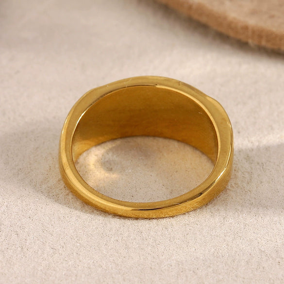 Elegant Fashion French Retro Light Luxury Ring Jewelry Stainless Steel 18K Gold Plated Geometric Design
