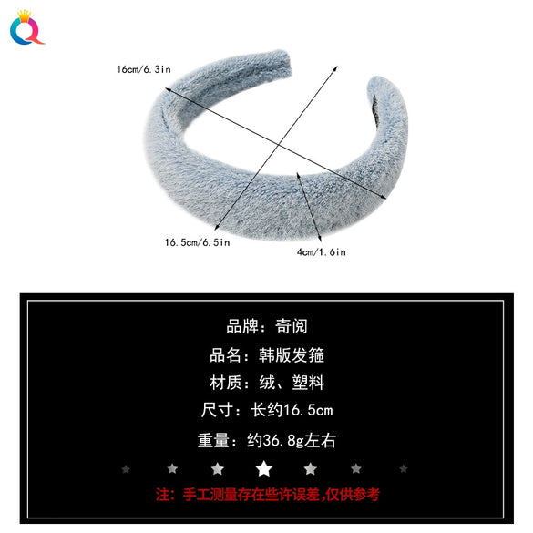 Elegant Faux Mink Plush Headband For Women Handmade Geometric Warm Hair Accessory For Autumn And Winter