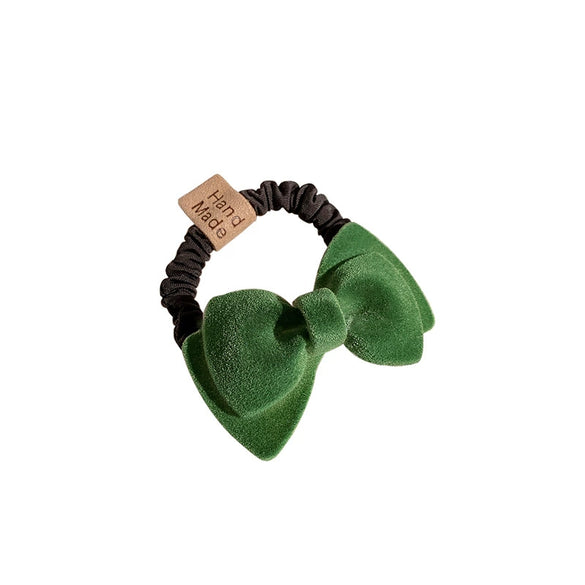 Elegant Flannel Heart Bow Hair Band Handmade Simple Versatile Lotus Root Rope Style Hair Accessory For Women
