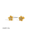 Elegant Floral Stainless Steel Stud Earrings For Women With Vacuum Gold Plated Finish And Diamond Inlay