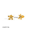 Elegant Floral Stainless Steel Stud Earrings For Women With Vacuum Gold Plated Finish And Diamond Inlay
