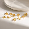 Elegant Floral Stainless Steel Stud Earrings For Women With Vacuum Gold Plated Finish And Diamond Inlay