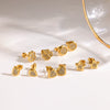 Elegant Flower Earrings For Women With Full Diamond Inlay Titanium Steel And Stainless Steel Needle In Pvd Vacuum Gold Plated Finish