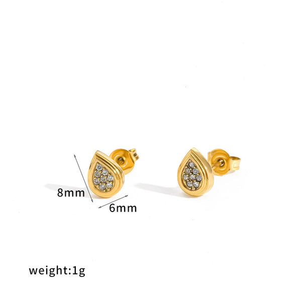 Elegant Flower Earrings For Women With Full Diamond Inlay Titanium Steel And Stainless Steel Needle In Pvd Vacuum Gold Plated Finish