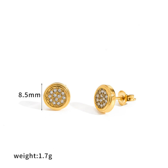 Elegant Flower Earrings For Women With Full Diamond Inlay Titanium Steel And Stainless Steel Needle In Pvd Vacuum Gold Plated Finish
