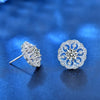 Elegant Flower Sterling Silver Gra Inlay Moissanite Ear Studs