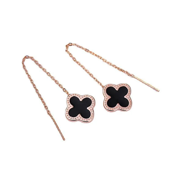 Elegant Four Leaf Clover Copper Gold Plated Earrings 1 Pair
