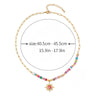 Elegant French Style Bohemian Round Sun 18K Gold Plated Natural Stone Natural Stone Titanium Steel Wholesale Pendant Necklace