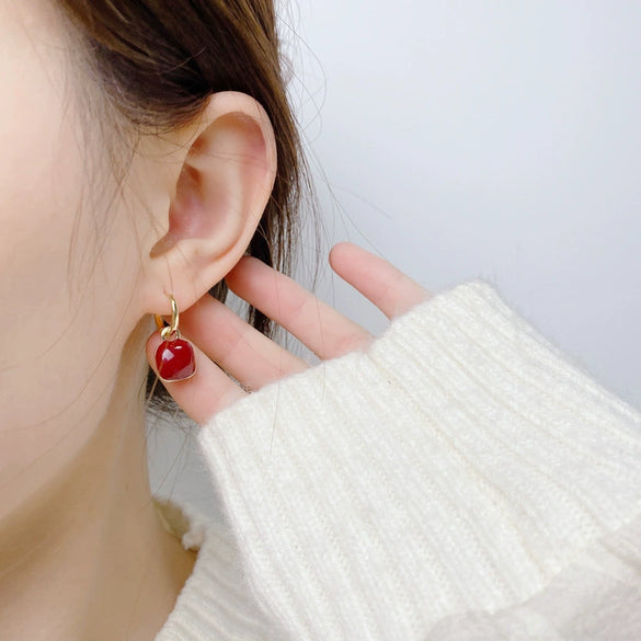 Elegant Geometric Copper Earrings For Women Electroplated Simple Fashion Ear Buckle Jewelry