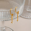 Elegant Geometric Cshaped Detachable Tassel Earrings With Zircon And Pearl Accents Stainless Steel Posts And Vacuum Gold Pvd Plating