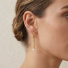 Elegant Geometric Cshaped Detachable Tassel Earrings With Zircon And Pearl Accents Stainless Steel Posts And Vacuum Gold Pvd Plating