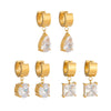 Elegant Geometric Cubic Zirconia Pendant Earrings Goldplated Stainless Steel Jewelry For Women With A Modern Niche Style