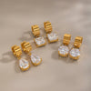 Elegant Geometric Cubic Zirconia Pendant Earrings Goldplated Stainless Steel Jewelry For Women With A Modern Niche Style