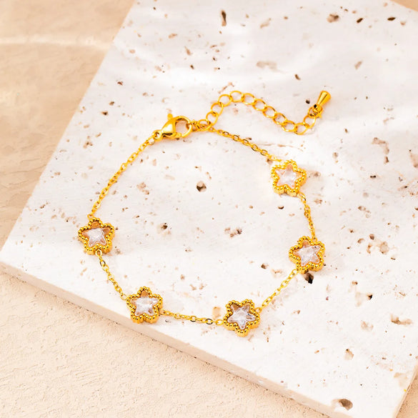 Elegant Geometric Flower Rhombus 304 Stainless Steel Bracelets In Bulk