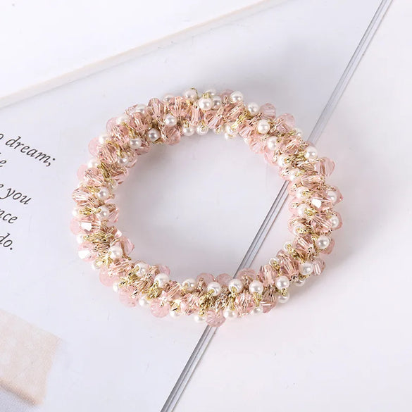 Elegant Geometric Imitation Pearl Rhinestone Hair Tie