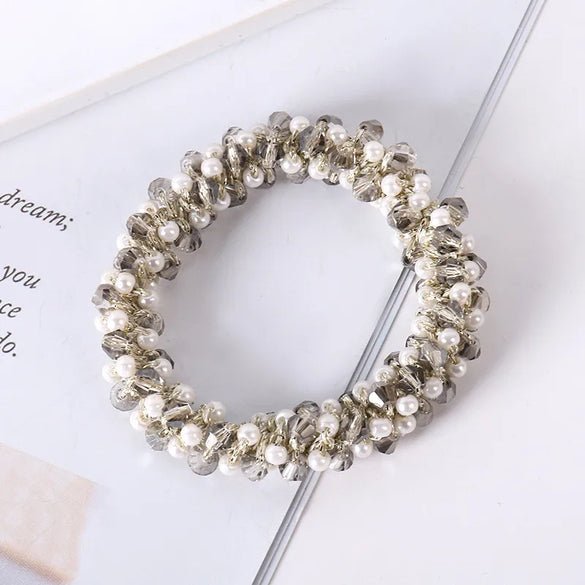 Elegant Geometric Imitation Pearl Rhinestone Hair Tie