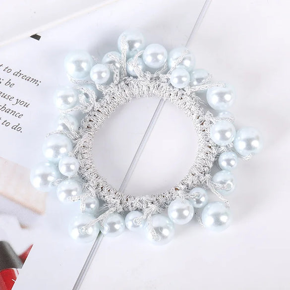 Elegant Geometric Imitation Pearl Rhinestone Hair Tie