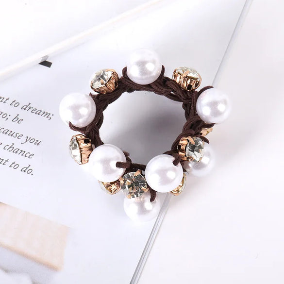 Elegant Geometric Imitation Pearl Rhinestone Hair Tie