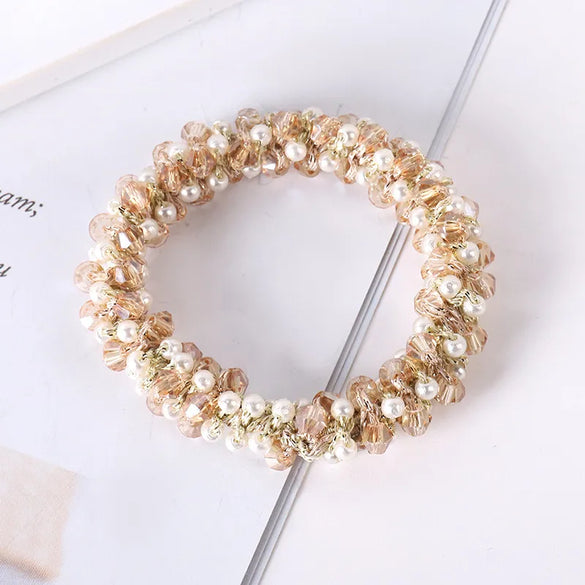Elegant Geometric Imitation Pearl Rhinestone Hair Tie