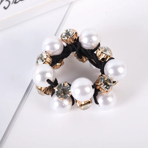 Elegant Geometric Imitation Pearl Rhinestone Hair Tie