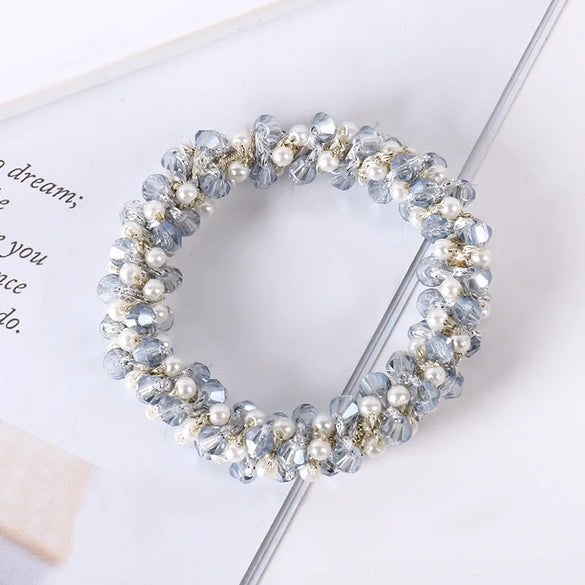 Elegant Geometric Imitation Pearl Rhinestone Hair Tie