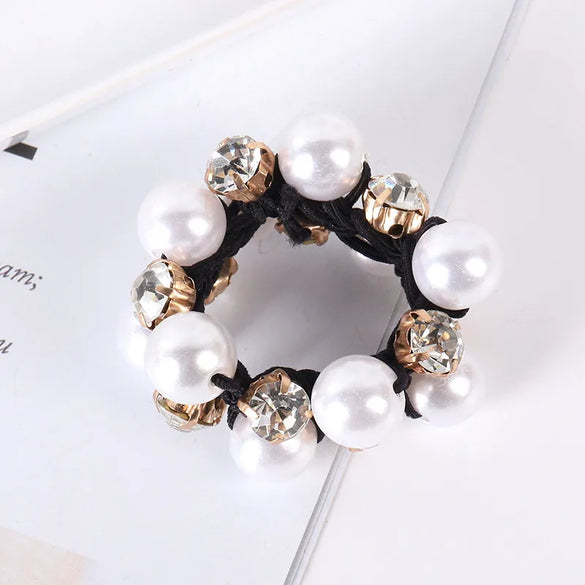 Elegant Geometric Imitation Pearl Rhinestone Hair Tie