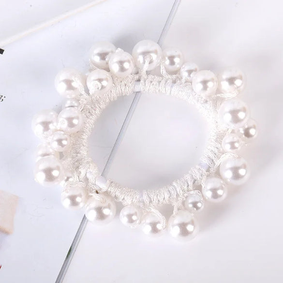 Elegant Geometric Imitation Pearl Rhinestone Hair Tie