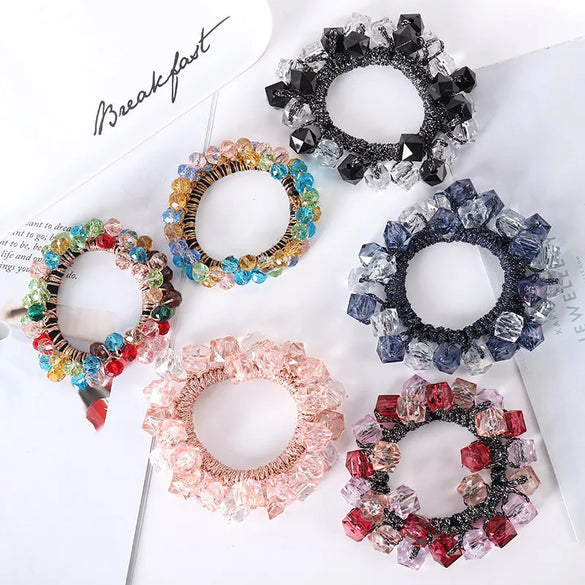 Elegant Geometric Imitation Pearl Rhinestone Hair Tie