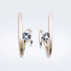 Elegant Geometric Metal Earrings For Women With Electroplated Gold Finish And Single Stone Inlay Glossy Minimal Fashion Ear Jewelry