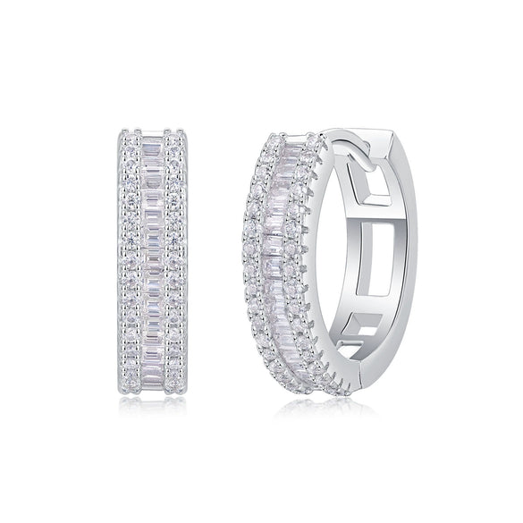Elegant Geometric Moissanite Inlaid 925 Silver Earrings Unisex